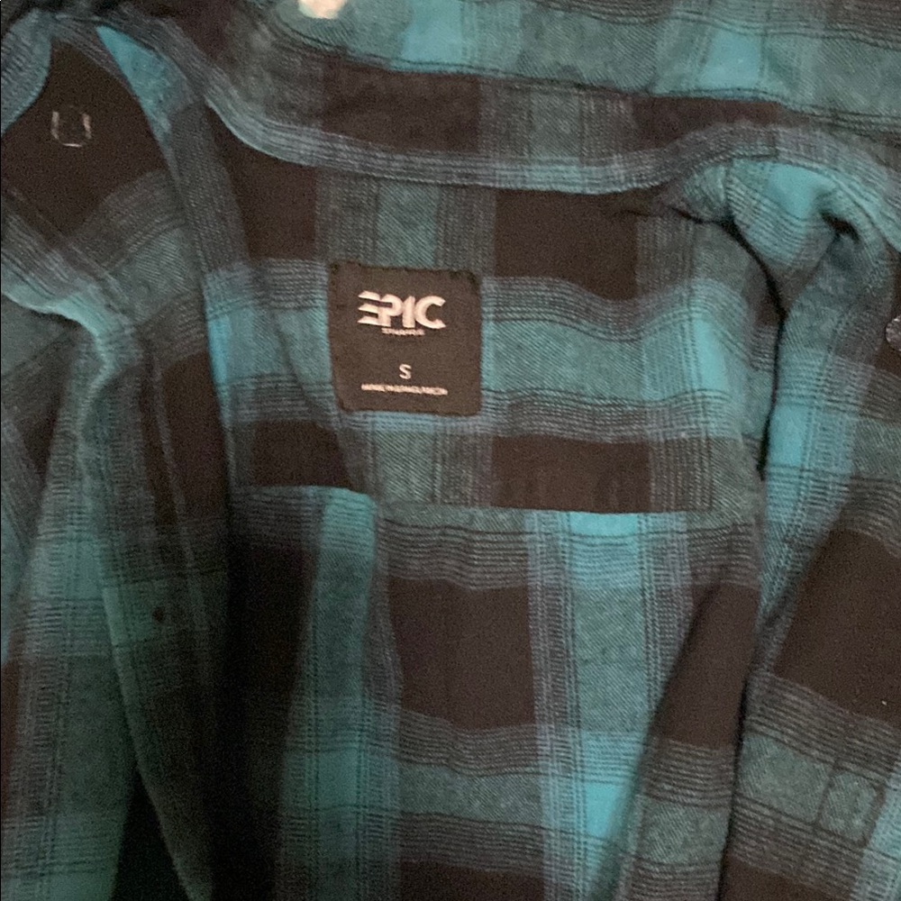 Epic Threads Men's Blue and Black Plaid Casual Button Down flannel Shirt